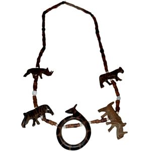 Vintage Handmade African Animal Style Wooden Beaded Art To Wear Costume …